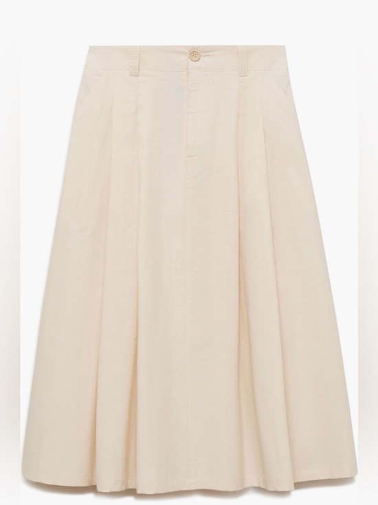 Mango Dresses & Skirts - NWOT Mango pleated Midi Skirt in cream SIZE M